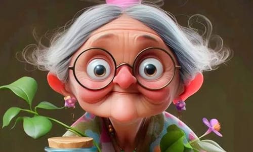 Бабушка в очках вылупилась в кадр нарисованная картинка из мультика