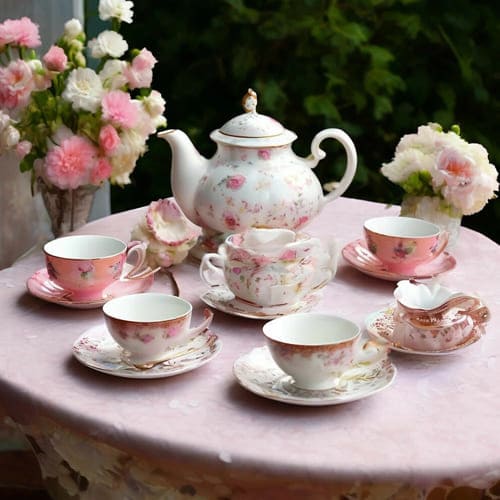 Красивый набор для чаепития блюдца и чашки 