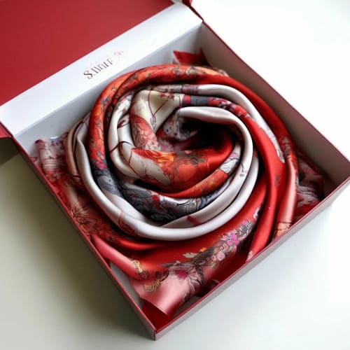 Красивый красный шарф  в коробке 