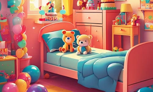 Картинка нарисованная, детская комната девочки с игрушками