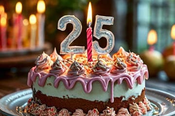 торт со свечой на 25 лет дочери