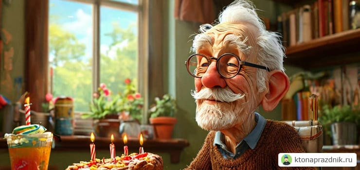 Дедушке 75 лет в очках