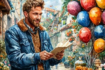 Мужчина брат читает открытку