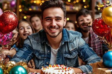 Веселый парень на дне рождении брата
