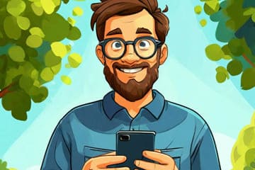 мужчина со смартфоном получает поздравления