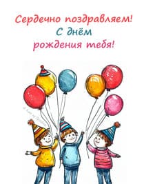на белом фоне дети с воздушными шарами