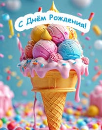 мороженное в вафельном рожке шарики и сладости