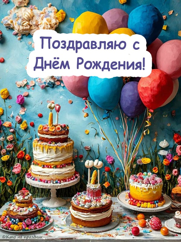 Пластилиновый день рождения, торт, воздушные шары, сладости, цветы