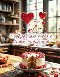 торт на кухне летают сердечки