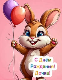 заяц нарисованный с воздушными шарами дочки