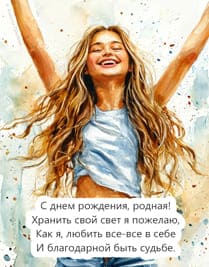 поздравления стих картинка девушка акварель