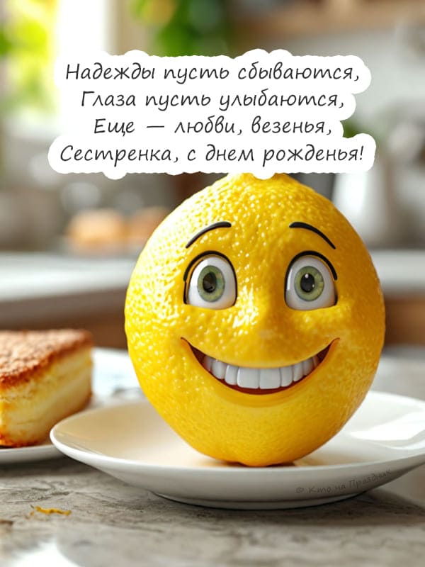 Лимон с глазами и улыбкой на тарелки текст стихотворения сестре