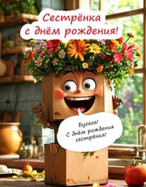 персонаж весёлая коробка с глазами и цветами