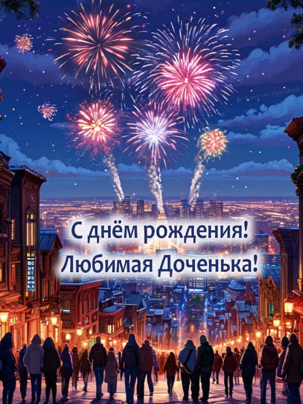 На тёмном фоне большой салют для дочери стоят люди