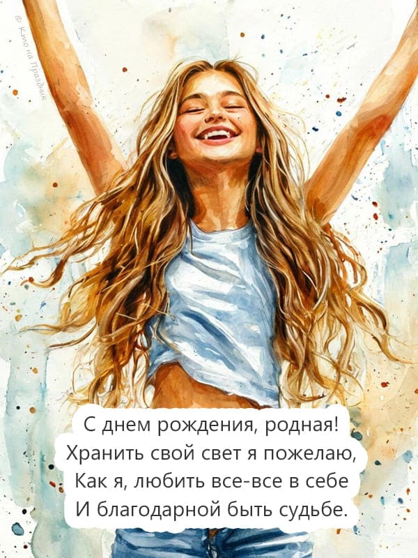 Акварель девушка поднимает вверх руки стихотворение сестре