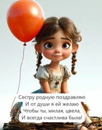 девочка с воздушным красным шаром текст поздравления