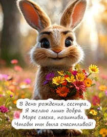 зайка на полянке среди цветов в лапке держит полевой букет цветов
