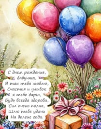 Акварель воздушные шары и коробка с подарком