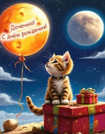 котёнок и луна