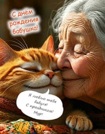 бабушка и рыжий кот