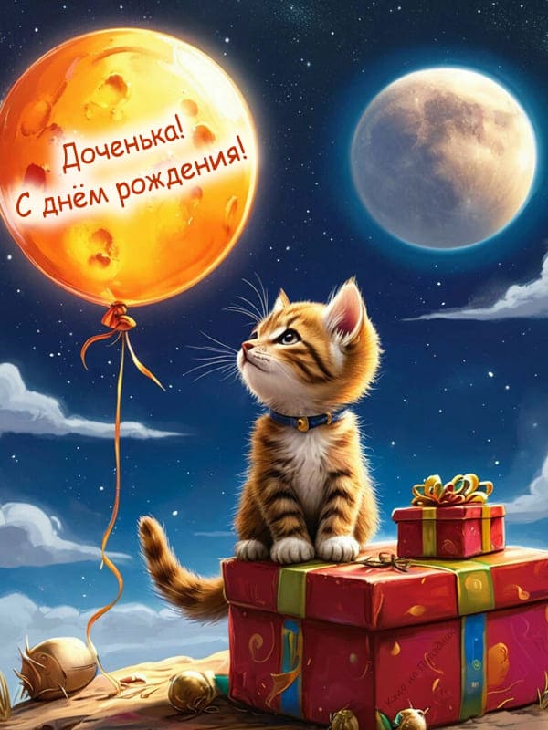 Котик смотрит на луну коробка подарочная