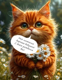 ромашки и кот