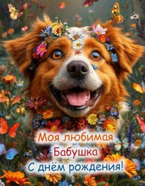 собака в цветах