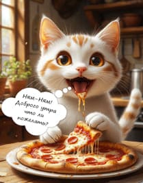 кот и пицца