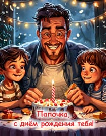 папа с детьми торт