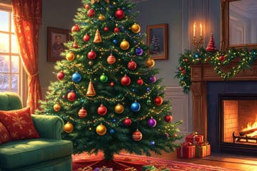 зелёная ёлка шары