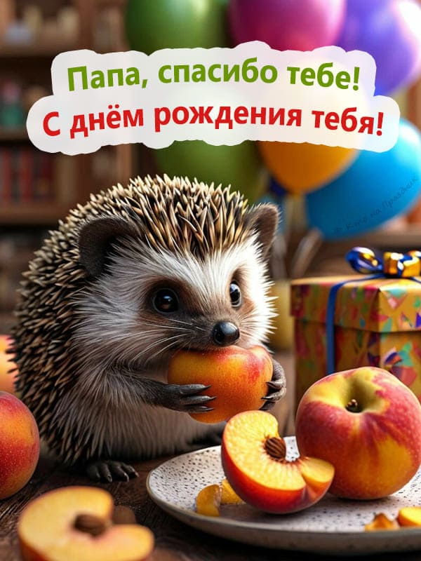 Ёжик ест на столе с тарелки фрукты коробка подарочная