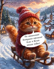 кот на санках