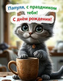 котёнок и чашка