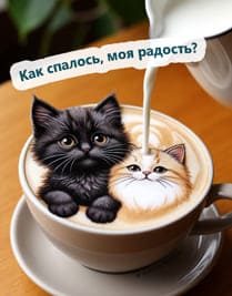 котята и кофе сливки