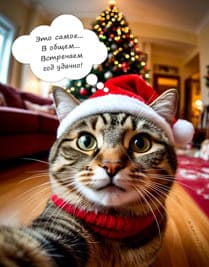 кот и селфи новый год