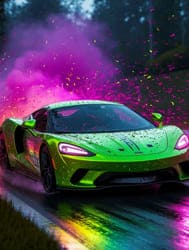 Дорогая спортивная машина зелёного цвета