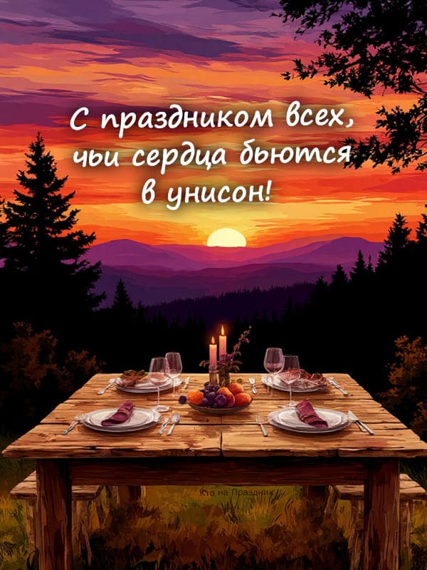 Природа столик ужин на 4 персоны день влюблённых на 14 февраля октрытка