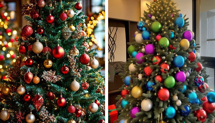 На ёлках большие разноцветные шары  