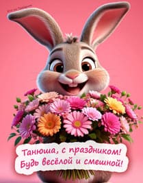 заяц с букетом