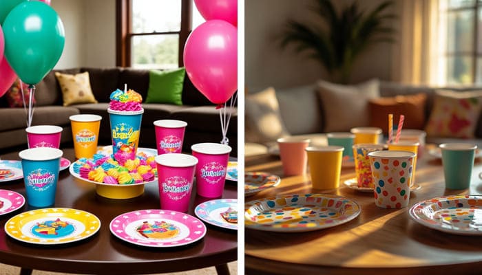 Яркая бумажная посуда  