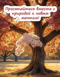 Большое распускающееся дерево на фоне леса