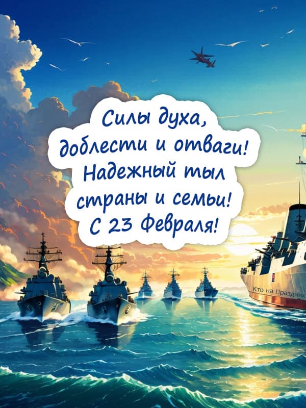 Открытка праздник корабли военные в море на 23 февраля