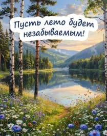 Летний пейзаж с горами и озером