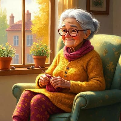 В кресле у окна сидит старенькая бабушка в кресле картинка