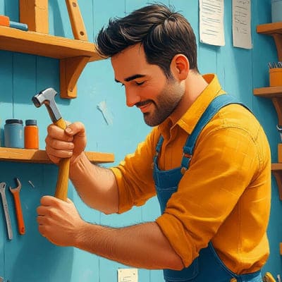 Папа чинит инструмент нарисованная картинка