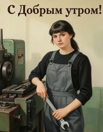 девушка за станком ключ гаечный