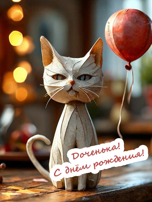 Кот из бумаги фигурка с воздушным шаром