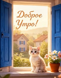 Котенок сидит на подоконнике