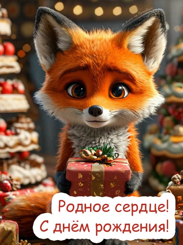 Милая игрушка лисёнок с подарком для дочки ДР