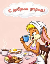 Лола Бани ранним утром завтракает